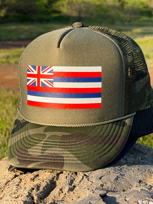 Hawaiian Flag Trucker Hat (Camo or Black)