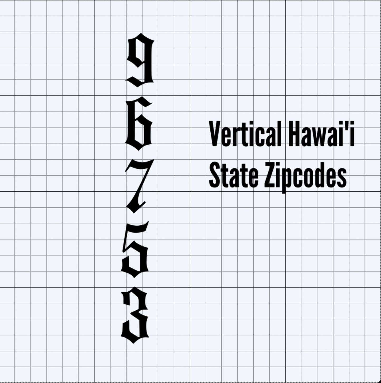 Vertical Zip Codes of Hawai'i Decal