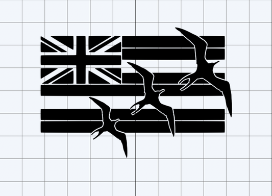 3 Iwa Birds in the Hawaiian Flag Decal