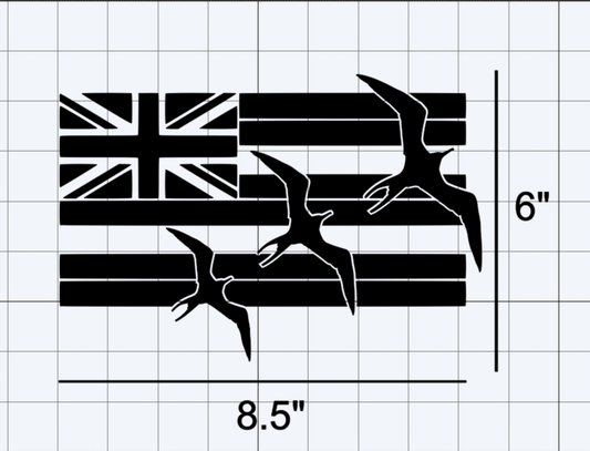 3 Iwa Birds in the Hawaiian Flag Decal